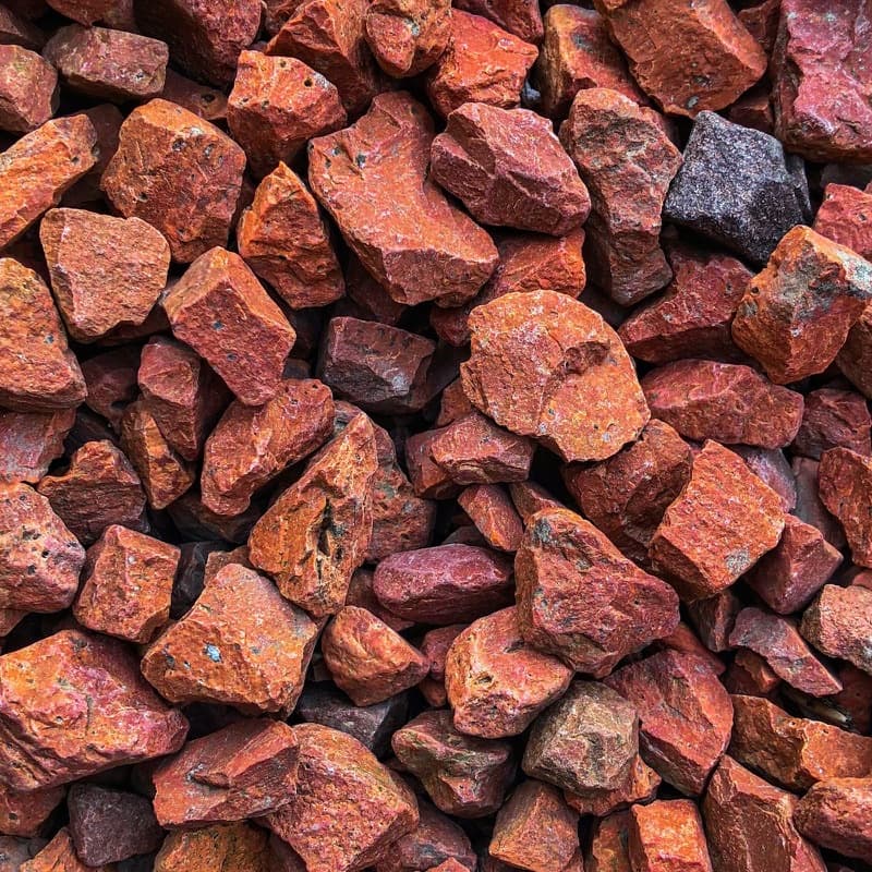 Rusty red iron ore, close up