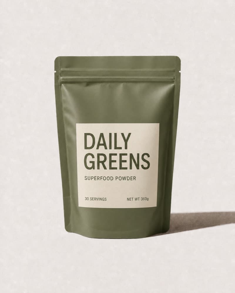 A typical daily greens pouch