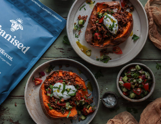 Crispy Lamb Stuffed Sweet Potatoes